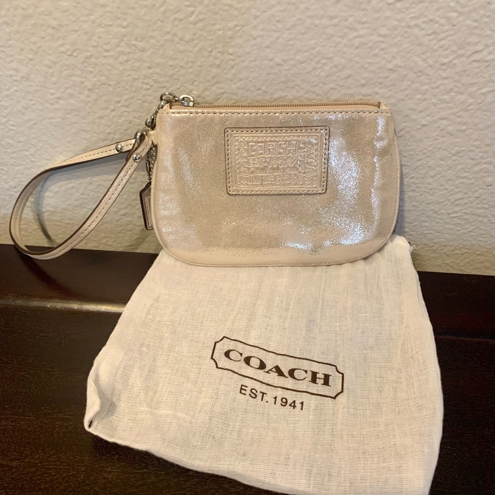 Coach Cream w/ Gold shimmer Wristlet